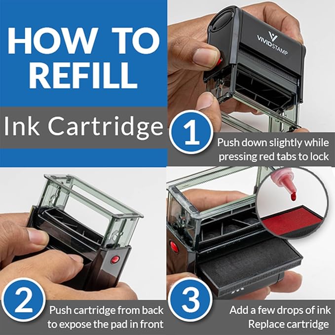 Basic Closed Self Inking Rubber Stamp (Black Ink) - X-Large 2 Pack