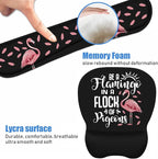 Mouse Pad Wrist Support and Keyboard Wrist Rest Set with Coasters, Inspirational Quote Be a Flamingo in a Flock Pigeons with Non-Slip PU Base Ergonomic Mousepad for Computer Laptop Home Office