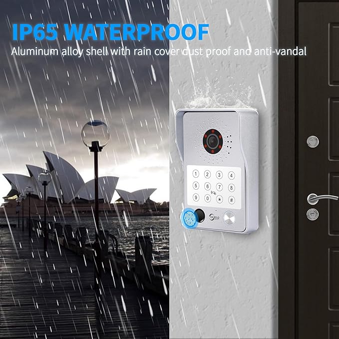 Wired Video Door Phone Apartment Intercom System,7 Inch Touch Monitor with 1080P HD Camera Doorbell,Supporting 5 in 1 Unlocking,Minitoring Motion Detecting for Home Villa,Tuya (2 doorbell + 3 monitor)
