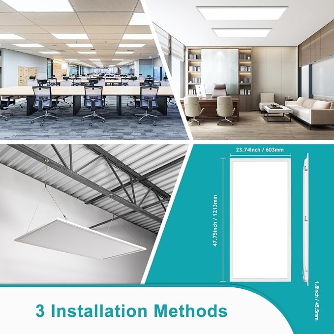 VocgoUU 24-Pack 2x4 LED Flat Panel Light Drop Ceiling Fixture, 3CCT Selectable (3000K/4000K/5000K) & 50W 40W 30W Switchable, 0-10V Dimmable, 100-277Vac, ETL & DLC