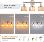 Shenmoyl Bathroom Light Fixtures, 3-Light Vanity Wall Light Over Mirror with Amber Tulip Glass Shade for Bedroom Living Room (Bulb Not Included), Satin Nickel