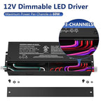 GOOVER 180W Dimmable LED Driver,12V 5-in-1 Dimmable Power Supply,3-Channels AC to DC Transformer for LED Light, Compatible with Most Dimmer, Waterproof IP67 and UL Listed, Class 2