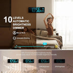 Digital Wall Clock Large Display 16", Digital Clock with 11 RGB Colors Changing Remote Control, LED Clocks with Night Lights for Living Room Bedroom Office Classroom Decor, Auto DST (Multicolor)