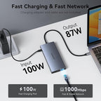 USB C Laptop Docking Station Dual Monitor for Dell XPS/HP/Lenovo/Surface, 15 in 1 USB C Hub 3 Monitor Adapter Dock with 8K DisplayPort, 2 HDMI 4K@60Hz, 6 USB A/C, 100W PD, Ethernet, SD/MicroSD