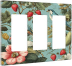 Bvtewkhz William Morris Flower 3 Gang Triple Rocker Wall Plate Cover Decorative Light Switch Covers Electrical Faceplate Switch Plates for Bathroom Kitchen Home