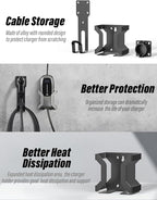 BMZX EV Charger Holder J1772, Wall Mount Kit for Electric Car Charger, SAE J1772 Cable Organizer, Nozzle Holster Dock & J-Hook for Charging Station