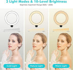 viozon 3-in-1 Selfie Desktop Live Stand, Height Adjustable/Overhead, 8" LED Ring Light, Compatible with 3.5-13" Tablet& Phone, Suitable for YouTube/Tiktok/Recording/Streaming/Online Meeting-B