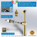 Handheld Bidet Sprayer for Toilet, Hand Held Bidet Attachment, Cloth Diaper Toilet Sprayer Brass 7.9" Bidet Wand, Adjustable Water Jet Spray for Toilet with Backflow Preventer, Chrome
