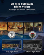 Hiseeu 2Pcs 5MP Security Camera PTZ Wireless Cameras Two Way Vioice Surveillance Camera Full Color Night Vision, IP66 Waterproof 24/7 Record for Outdoor Home Security Compatible Alexa