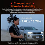 SmallRig x Potato Jet Tribex Hydraulic Carbon II Tripod Fast Extend Camera Travel Tripod, Low Angle Photograph to 5.9in/15cm, Max Height 61in/155cm, Weight 5.7lbs, Load up 55lbs -5756