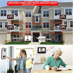 AMOCAM Upgrade Versions 2 Units Apartment Intercom System 7 inch Touch Monitor Video Door Phone Kits Support Ethernet Cable Connect, Single-Supply, ID Keyfobs Unlock for Home Apartment
