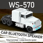 WSTER American Truck Bluetooth Speaker with HD Sound, TWS Pairing, LED Party Light, Operation Panel, Built-in Mic, Portable Car Model Speaker for Parties, Beach, Outdoor Activities (White)
