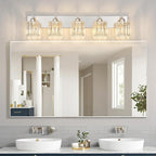 FDPBY Modern Vanity Light 5-Lights Brushed Nickel Vanity Light Crystal Bathroom Wall Light Bathroom Light Fixtures