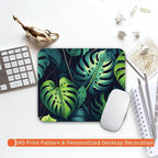 Armanza Square Mouse Pad Green Leaves, Personalized Premium-Textured Custom Mouse Mat Design, Washable Mousepad Cloth, Non-Slip Rubber Base Computer Mouse Pads for Wireless Mouse