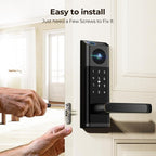 Video Smart Lock with Camera & Doorbell, 5-in-1 Keyless Entry Door Lock with Handle, Fingerprint+Keypad Code+App Remote Control+IC Card, Auto Lock, Wi-Fi Smart Deadbolt for Front Door, Apartment