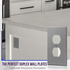 ENERLITES Duplex Receptacle Outlet Wall Plate, Electrical Outlet Cover, Gloss Finish, Mid-Size 1-Gang 4.88" x 3.11", Unbreakable Polycarbonate Thermoplastic, UL Listed, 8821M-GY, Gray