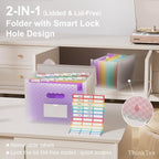 ThinkTex Accordion File Organizer, 12 - Pocket Expanding File Folders for Paper Receipts, Bills & Taxes Organizer, Letter/A4 Size Document Holder for School, Office, Home with tabs-Purple
