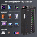 580W USB Charging Station, 20 Port (10 PD+10 QC) USB C Charger Block, Fast Charging Station for Multiple Devices with Smart Power Delivery for iPhone, iPad, Tablet and More