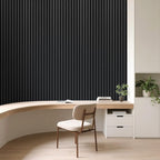 Art3d 1-Pack Acoustic Wood Slat Wall Panel with Roll-Flat Design - 95.3 x 23.8 Inch Sound Absorbing Panels for Living Room Columns Corridor Curved Wall Decor, Blackwood
