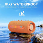 YOLOEMOT Shower Bluetooth Speaker Waterproof, Powerful Deep Bass, Wireless Stereo Pairing, IPX7 Waterproof Dustproof,12H Playtime, Outdoor Bluetooth Speakers for Travel, Sport, Party, Biking (Orange)