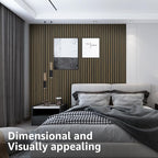 Art3d 8-Pack WPC Wood Slat Wall Panel for Interior Décor, 3D Wood Fluted Acoustic Paneling for Living Room Bedroom Home & Office Accent Wall Decor - 96 x 6 Inch Ebony
