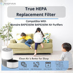 Nispira BAPF160 Replacement Filter K for Bionaire Air Purifier BAP9360W BAP9260W 3-in-1 True HEPA Activated Carbon, 1 Pack