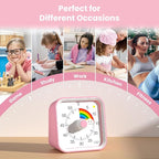 InfPokid Visual Timer for Kids with Pause Function, Cute Silent Timer with Rainbow for Classroom, Teaching, Task, Kitchen, 60 Minute Countdown Time Management for ADHD (Rainbow Pink)
