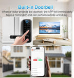 Aceele Keyless Entry Fingerprint Smart Door Lock, Built-in Wi-Fi, Electronic Lock for Front Door with Touch Digital Keypad and Handle, Automatic Door Knob for Apartment/Home/Bedroom(Black)