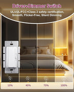 Dimmer Light Switch & 24V 160W Dimmable LED Driver 2 in 1, UL Listed Single-Pole or 3-Way Slide Dimmer Switches for Led Strip Lights,120VAC to 24VDC Power Supply for Low Voltage Project, Glossy White