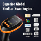 Tera Barcode Scanner Wireless with Screen: Pro Version 1D 2D QR with Setting Keypad Charging Cradle Works with Bluetooth 2.4G Wireless USB Wired Handheld Bar Code Reader HW0009