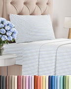 Twin XL Size 3 Piece Sheet Set - Comfy Breathable & Cooling Bed Sheets Set - Hotel Luxury Bedding for Women, Men, Kids, Teens, Boys & Girls - Deep Pockets and Wrinkle Free - Oeko-Tex - Blue Stripes 2