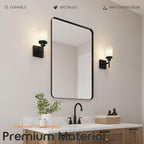 AONEON Wall Light Fixtures Matte Black Bathroom Vanity Lights Over Mirror with White Frosted Glass Shade, Wall Lamps for Porch Entrance, 2 Pack T001MB-L1-P2