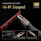 Audiophile HiFi Audio Cable–3.5mm to 3.5mm,6N OFC Core,24K Gold-Plated Plugs,with Nylon Braid,AUX Cable,Compatible with Phone,MP4,Speakers,Amplifiers,TV(9.84ft/3m)