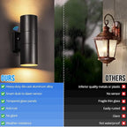 wowlite Dusk to Dawn Outdoor Light Fixture, Up and Down Lights Outdoor Lights for House, Waterproof Modern Cylinder Black Exterior Lighting Fixtures for Front Door Garage ETL Listed, 2 Pack