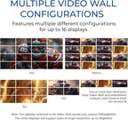 OREI 4K 4x16 HDMI Matrix Video Wall Controller Processor Multiviewer Display Upto 4K 60hz 4x4, 2x1, 1x2, 1x3, 1x4 Supports 180 Degree Rotate Audio Extraction (UHD-416MVW)