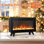 16" Small Electric Fireplace Heater - Desk Space Heater with Realistic Led 3D Flames, Freestanding Fire Places Electric Fireplace Heater for Indoor Use, 750 | 1500w, Overheating Protection