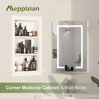 Recessed Medicine Cabinet,14x24 Bathroom Cabinet with Storage,3-Tier in Wall Shower Niche,Bathroom Niche for Shower Wall for Home,Wall Niches Insert for Drywall,Imitation White Marble