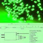 HOME LIGHTING 200 LED 66FT Christmas String Lights, St Patricks Day Fairy Lights with 8 Lighting Modes, String Mini Light Plug in for Indoor Outdoor Tree Garden Wedding Party Decoration, Green