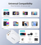 Retractable Wall Charger,40W Dual Port QC3.0+PD Fast USB C Charging Block,Type C Power Adapter Brick Cube for iPhone 17/16/15/14/13/12 Pro Max Plus,Samseng Galxy S24/S23(with 2.6FT USB C Cable)