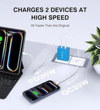 [60W/2Pack] Wall Charger, USB C Charger Block, 5-Port PD + QC 3.0 Fast Charging Power Plug Adapter Brick for Watch Series 10 9 8 7, for iPhone 17 16 15 14 13 Pro Max Airpod, Samsung Galaxy S25(Blue)