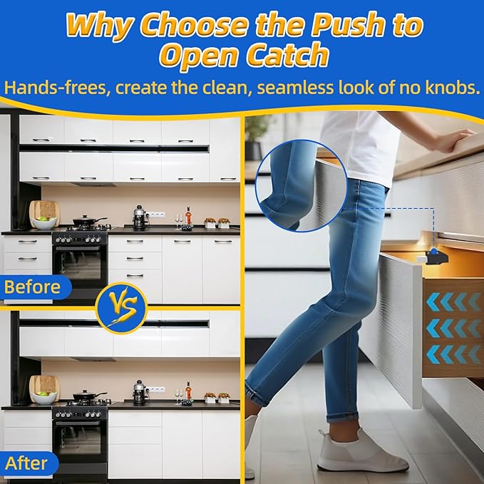 Magnetic Push Door Latch Jiayi 4 Pack Heavy Duty Push Magnets Cabinet Catches Touch Latches for Large Door Push Release Latch Kitchen Drawer Push Catch Press Out Latch Cabinet Hardware Black