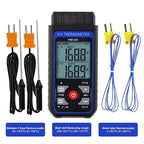 Thermocouple Thermometer Digital K Type Thermometer with 4 Thermocouples, -328~2500℉ Measuring Range HVAC Dual Channels Temperature Meter Gauge with LED Backlight & ADJ Compensation