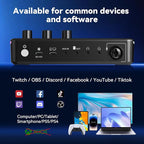 SINWE G1 Gaming Audio Mixer, RGB Audio Interface with Pro-preamp,Bluetooth, Streaming PC Mixer with XLR/48V Phantom Power for Live Streaming, Podcasting, Content Create, Gaming(White)