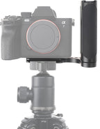 FocusFoto 2nd Gen L-Shaped Bracket Holder Stabilizer with Side Handle Grip Universal for DSLR Mirrorless Camera, with 1/4" Cold Shoe Mount for Mic Flash LED Light, Quick Release Plate for Arca Tripod