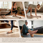 40-Inch Wooden Balance Beam Set, Two 20-Inch Connectable Sections, Natural Solid Wood Design, Includes Cork Massage Ball, Ankle Strengthener and Carry Bag for Home Training and Stability Practice