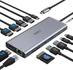 USB C Docking Station Dual Monitor HDMI for Dell HP, Laptop Docking Station 3 Monitors Triple Display USB C Hub Dock to 2 HDMI 4K,DP,Ethernet,6 USB,PD,SD/TF, Audio, USB C Adapter 14 in 1 for Lenovo