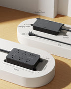 TROND Surge Protector Power Strip with USB, 10ft Extension Cord, ETL Listed, 5 Widely-Spaced Outlets with 4 USB Ports, 1300J, Low-Profile Flat Plug, Wall Mountable, 14AWG Heavy Duty, Black