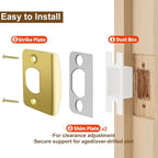 MOSECYOU Standard Strike Plates with Repair Kits, Door Latch Restorer Striker with Sub-Plates and Wood Dowels, Fix Aged Strike Opening (Gold, 1 Pack)
