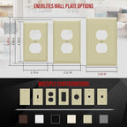 ENERLITES Duplex Receptacle Outlet Wall Plate, Jumbo Electrical Outlet Covers, Gloss Finish, Oversized 1-Gang 5.51" x 3.50", Polycarbonate Thermoplastic, 8821O-I-10PCS, Ivory, 10 Pack