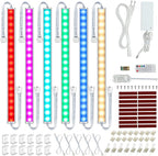 Litever Under Cabinet LED Lighting Kit. RGB Color & Bright Warm White Light. Slim Linkable LED Light Bars with Power Adapter, Controller, Extension Cords. Max 24W. Dimmable. Plug in. RGB + 3000K.